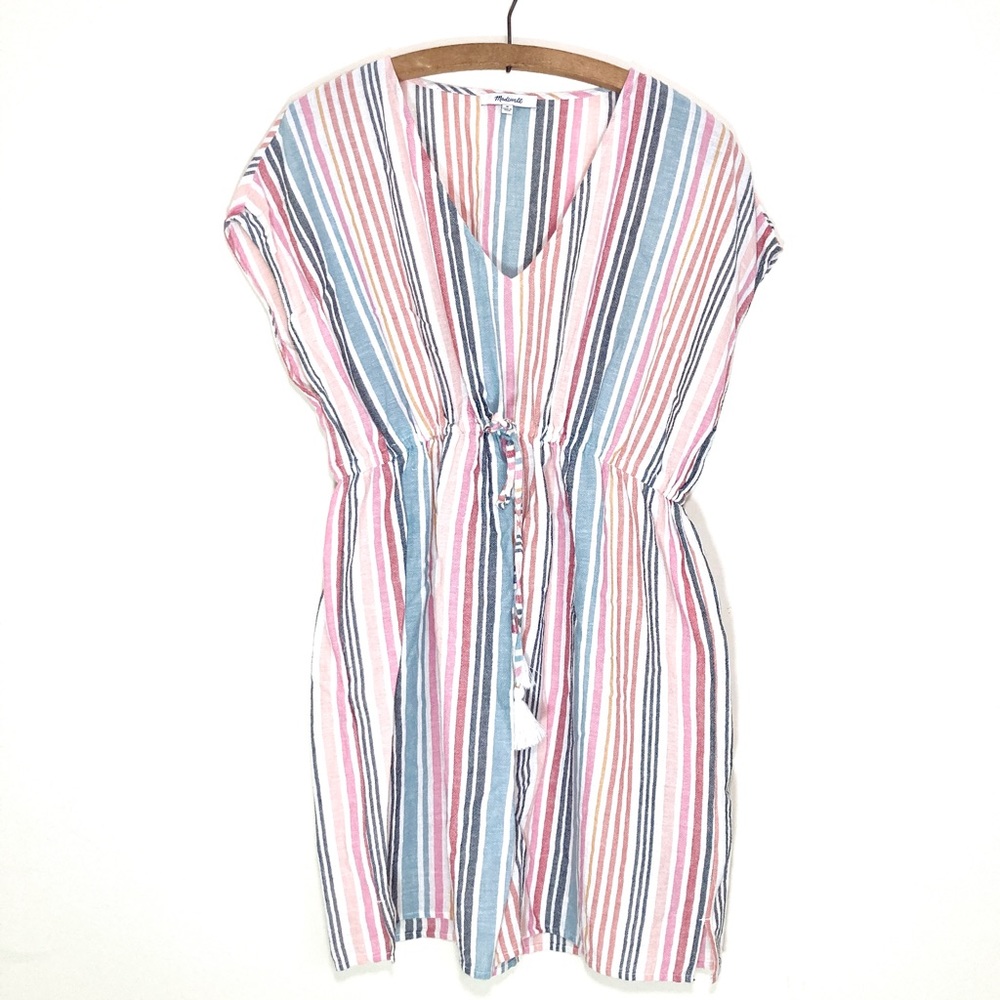 Madewell Tunic Cover Up Dress in Rainbow Striped Size Medium